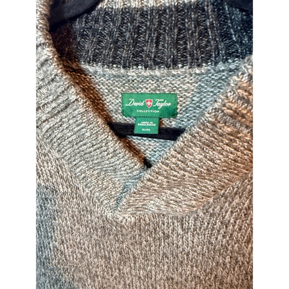 David Taylor Collection Mens XL Gray Speckled Knit V Neck Pullover Sweater - Picture 2 of 7